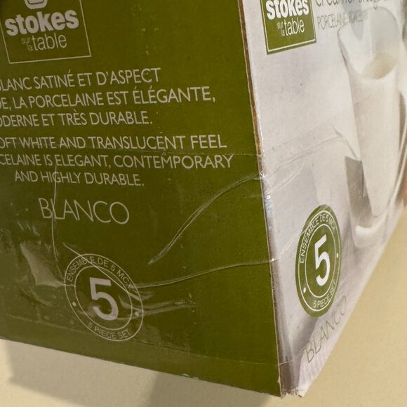 Stokes White Porcelain Sugar and Creamer 5 pces Set - Picture 9 of 9